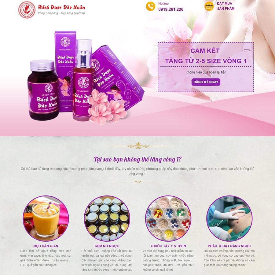  Mẫu Landing Page Đẹp Về Kem Nở Ngực 