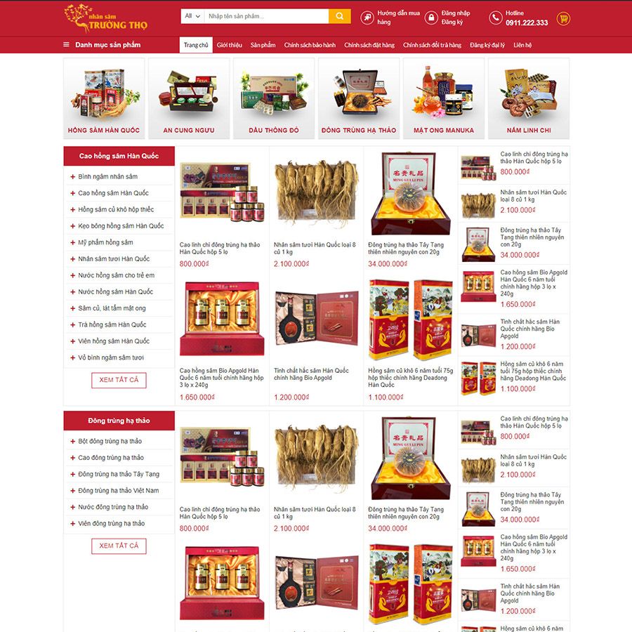  Theme Wordpress Bán Nhân Sâm 01 