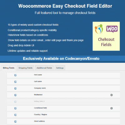  Woocommerce Easy Checkout Field Editor 