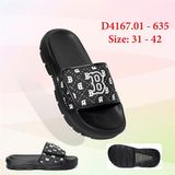  Dép ngang quai dán phối chữ B đế trơn 