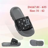  Dép ngang quai dán phối chữ B đế trơn 