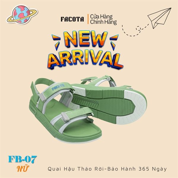  Sandal Nữ Facota 2 quai đế trơn - quai hậu tháo rời 
