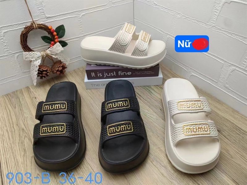  DÉP SIÊU NHẸ NỮ KB 903 NỮ 2 QUAI MUMU VÀNG 506 