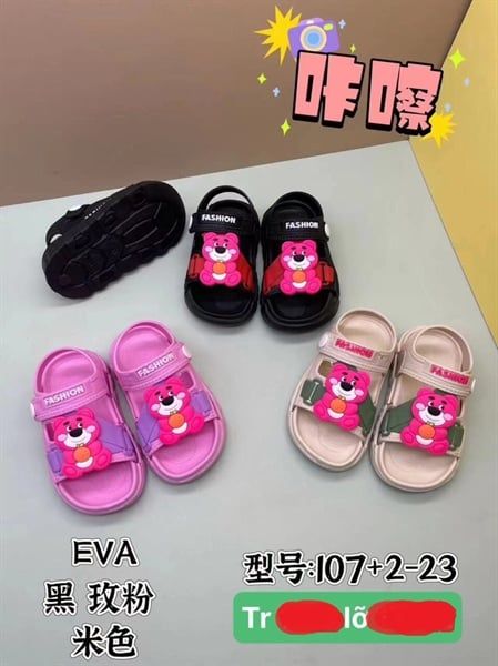  SANDAN SIÊU NHẸ EM BÉ KB 107 GẤU HỒNG FASHION 003 