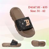  Dép ngang quai dán phối chữ B đế trơn 