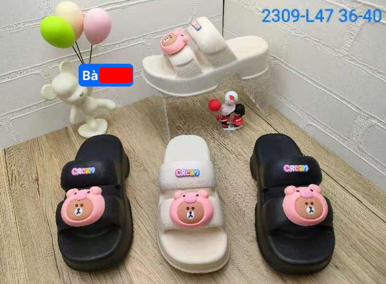  DÉP SIÊU NHẸ NỮ KB 2309-47 GẤU HỒNG 489 