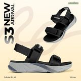  Sandal Nam Sondoni 2 quai đế trơn 2 sọc màu - quai hậu tháo rời 