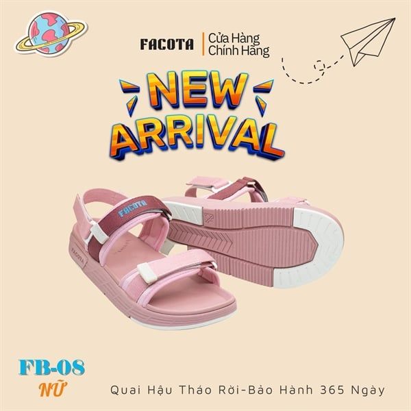  Sandal Nữ Facota 2 quai đế trơn - quai hậu tháo rời 