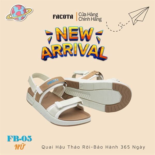  Sandal Nữ Facota 2 quai đế trơn - quai hậu tháo rời 