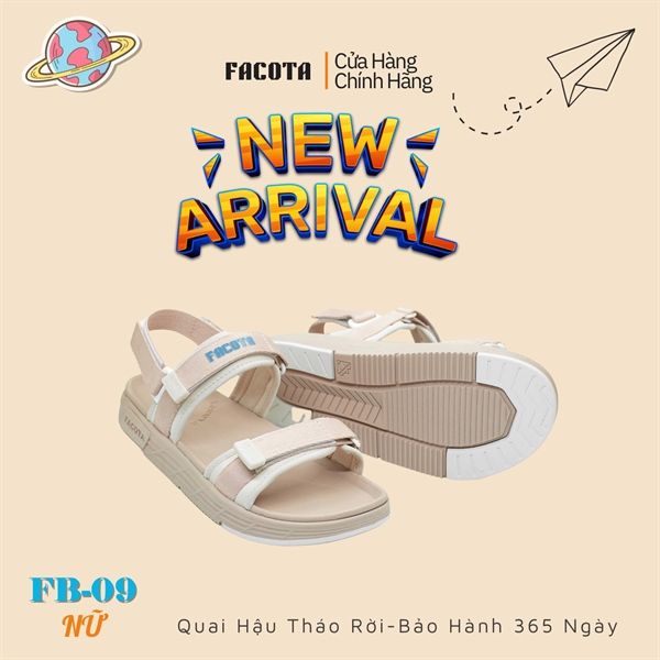  Sandal Nữ Facota 2 quai đế trơn - quai hậu tháo rời 