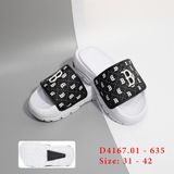  Dép ngang quai dán phối chữ B đế trơn 