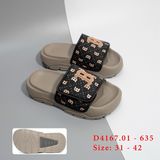  Dép ngang quai dán phối chữ B đế trơn 