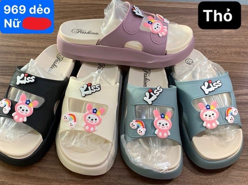  DÉP SIÊU NHẸ NỮ KB 969 NỮ THỎ CẦU VÒNG KISS 098 