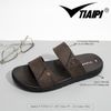 Dép ngang 2 quai phối chỉ chéo đính nút đế kép