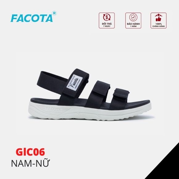  Sandal Nam Nữ Facota GLC 3 quai đế trơn 