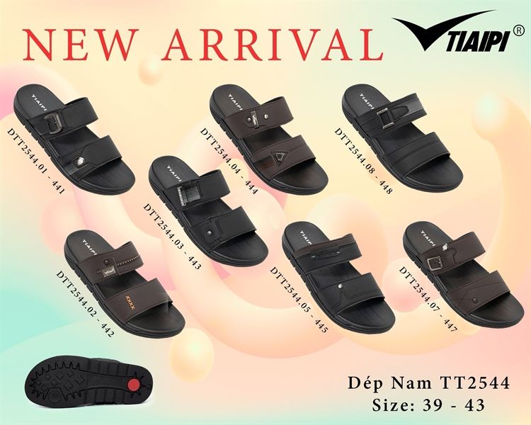  Dép ngang Tiaipi 2 quai phối line chỉ may chữ V đế kép 