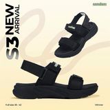  Sandal Nam Sondoni 2 quai đế trơn 2 sọc màu - quai hậu tháo rời 