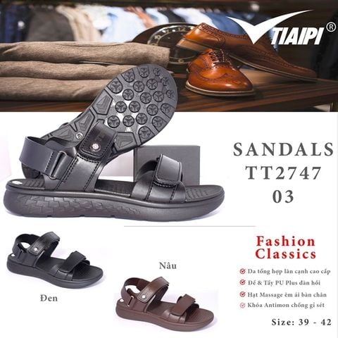  SANDAN PU KA SDTT2747 03 ĐEN KHÓA NÚT TIAIPI 185 
