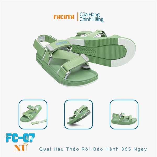  Sandal Facota 3 quai chéo đế trơn - quai hậu tháo rời 