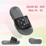  Dép ngang quai dán phối chữ B đế trơn 