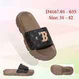  Dép ngang quai dán phối chữ B đế trơn 