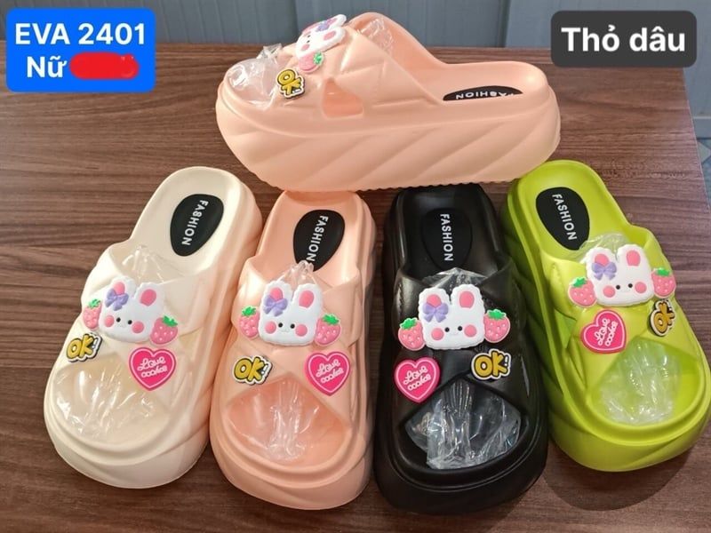  DÉP SIÊU NHẸ NỮ KB 2401 NỮ QUAI CHÉO THỎ DÂU OK 098 