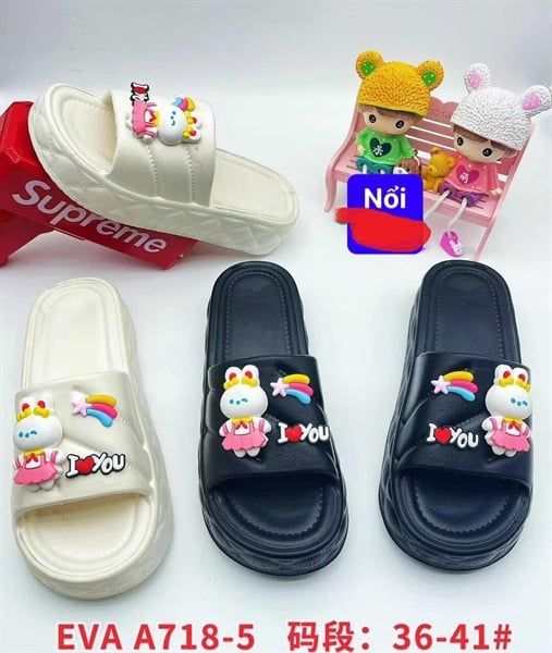  DÉP SIÊU NHẸ NỮ KB 718 NỮ THỎ NỔI I LOVE YOU 489 