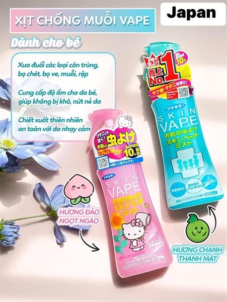 Xịt Chống Muỗi Skin Vape Nhật Bản Cho Trẻ Em 200ml (Xt)