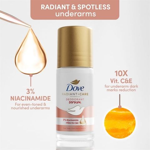 #Hồng-Lăn Khử Mùi Dove Radiant + Care 45ml (7/2025) (Nk)