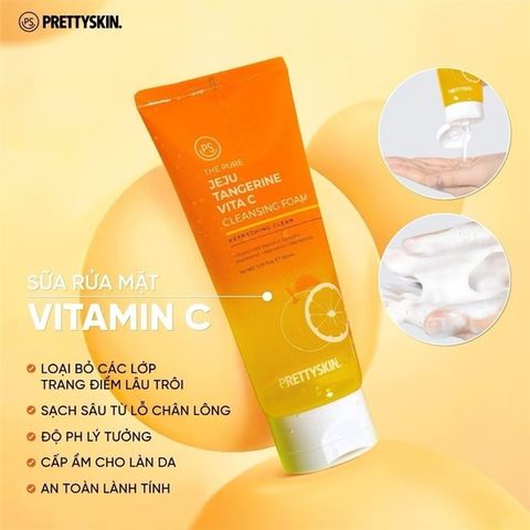 Sữa Rửa Mặt PrettySkin Jeju Tangerine Vita C Cleansing Foam 150ML