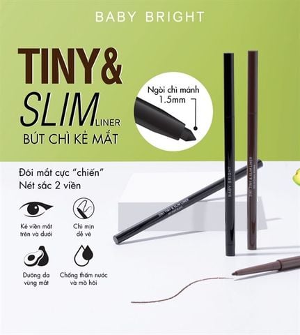 #01_OVER BLACK CHÌ KẺ MẮT BABY BRIGHT 2 IN 1 TINY & SLIM LINER (XT)