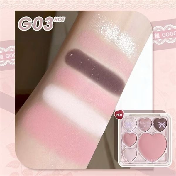 Bảng Phấn Mắt Má 6 Ô Gogo Tales Sweetish Trái Tim 12G (14/12/2027)