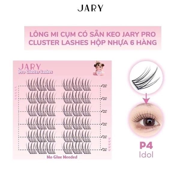 LÔNG MI CỤM CÓ SẴN KEO JARY PRO CLUSTER LASHES HỘP NHỰA 6 HÀNG