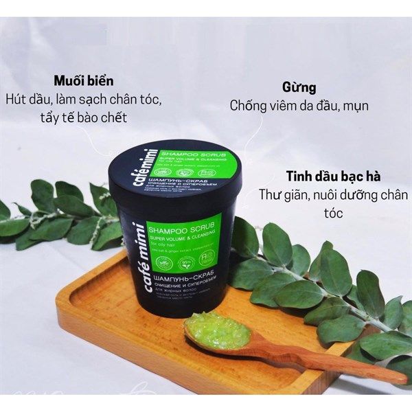 #Xanh Lá - Tẩy Tế Bào Chết Da Đầu Cafe Mimi Shampoo Scrub 330G ( Phồng Tóc, Giảm Gàu Bết) Hàng Xách Tay