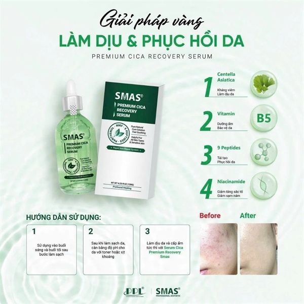 Serum Phục Hồi Làm Dịu Smas Premium Cica Recovery Cấp Ẩm Tức Thì (16/7/2027)