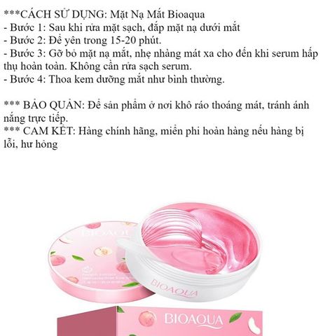 #HỒNG (ĐÀO) - HỘP 30 CẶP MẶT NẠ MẮT BIOAQUA DƯỠNG ẨM NỘI ĐỊA TRUNG