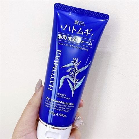 #Xanh - Sửa Rửa Mặt Ngừa Mụn, Dưỡng Ẩm Hatomugi The Medicated Facial 130g
