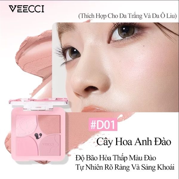 Phấn Má Hồng Veecci 4 Ô Kèm Highlight 6G (10/11/2027)