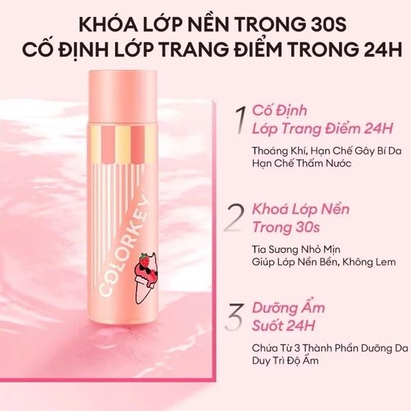[Nk] Xịt Khoá Nền Make Up Colorkey 30ML (03/2028) - Vỏ Hồng - Nhập Khẩu