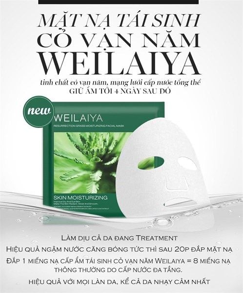 [Xanh Lá] Mặt Nạ Weilaiya Skin Moisturizing Cỏ Phục Sinh 28ML (7/2025)