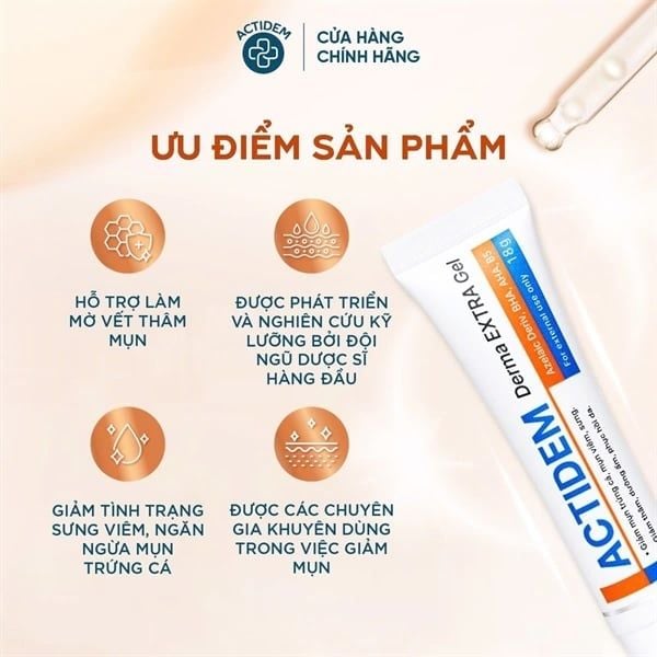Gel Trị Mụn Giảm Thâm Actidem Derma 18g