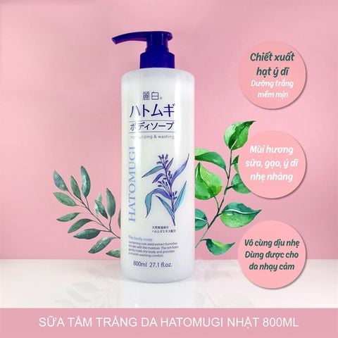 [Trắng] Sữa Tắm Hatomugi Nhật Bản 800ml (17/4/2027)
