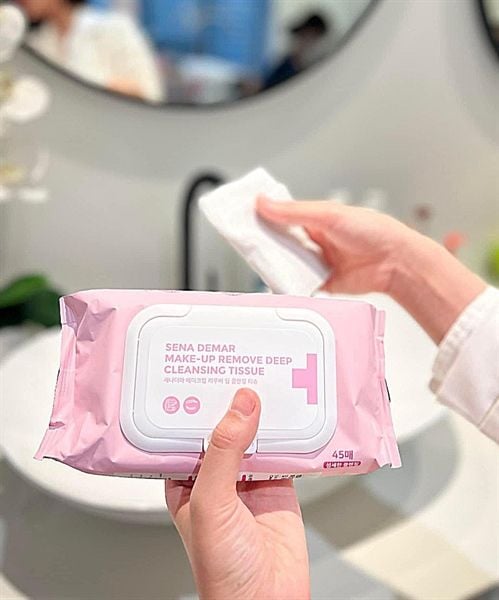 Khăn Ướt Tẩy Trang Sena Demar Make-Up Remove Deep Cleansing Tissue 45 Miếng