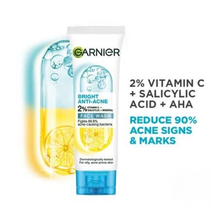Sửa Rửa Mặt Garnier Bright Complete Anti-Acne 2% 50ml (Nk) (3/2028)