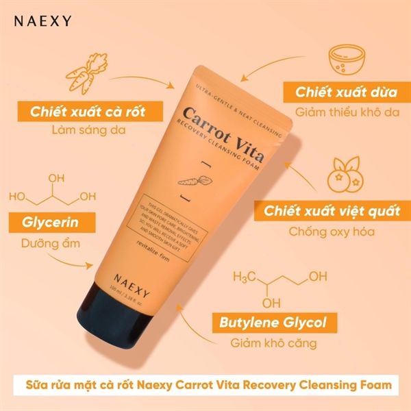 Sữa Rửa Mặt Cà Rốt Naexy Vita Recovery 100ML (11/7/2026)