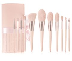 Bộ Cọ Trang Điểm Màu Hồng Túi Da Thắt Nơ