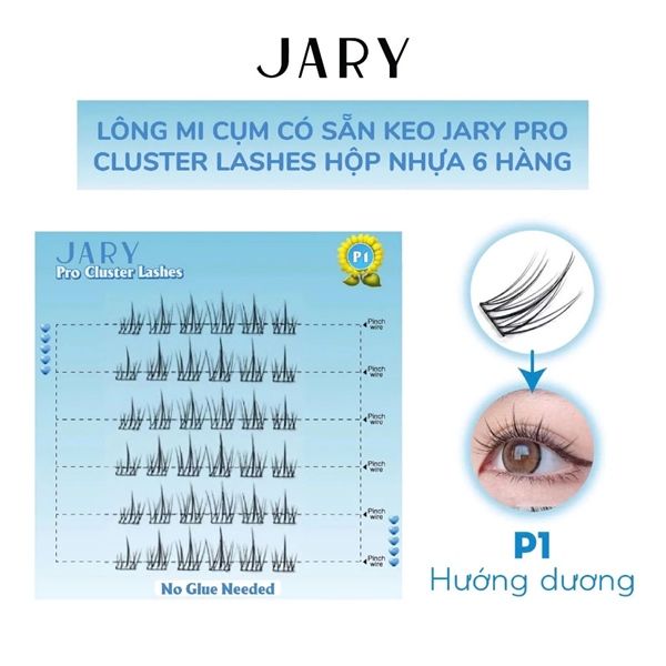 LÔNG MI CỤM CÓ SẴN KEO JARY PRO CLUSTER LASHES HỘP NHỰA 6 HÀNG