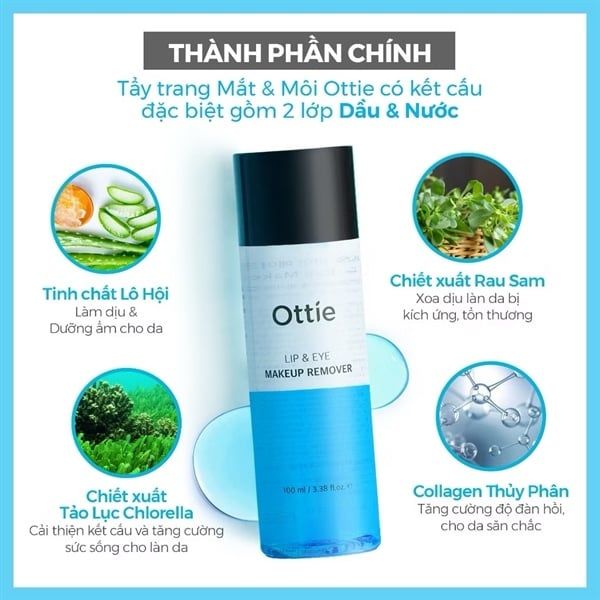 Dầu Tẩy Trang Mắt & Môi 2 Lớp Ottie Makeup Remove 100ML