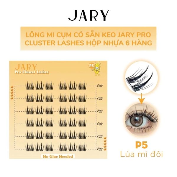 LÔNG MI CỤM CÓ SẴN KEO JARY PRO CLUSTER LASHES HỘP NHỰA 6 HÀNG