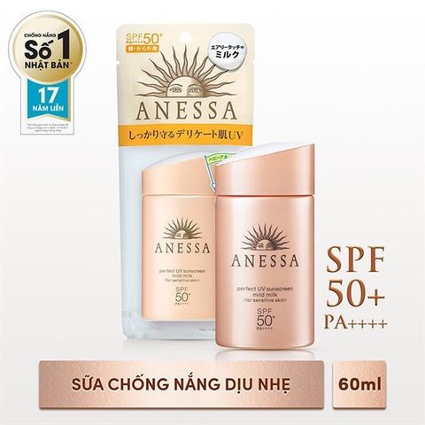[Hồng Kem] Sữa Chống Nắng Dịu Nhẹ Anessa Perfect Uv Sunscreen Mild Milk Spf50+ Pa4+ 60ml (4/2026)